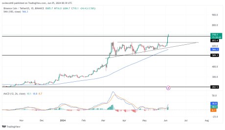 BNB Breaks Out Of Consolidation Zone, Uptrend Persist